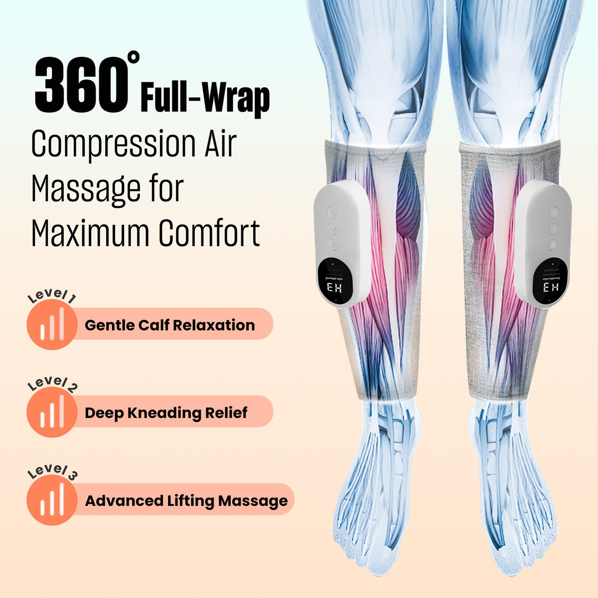 Light Gray Leg Massager with Heat and Compression B71837