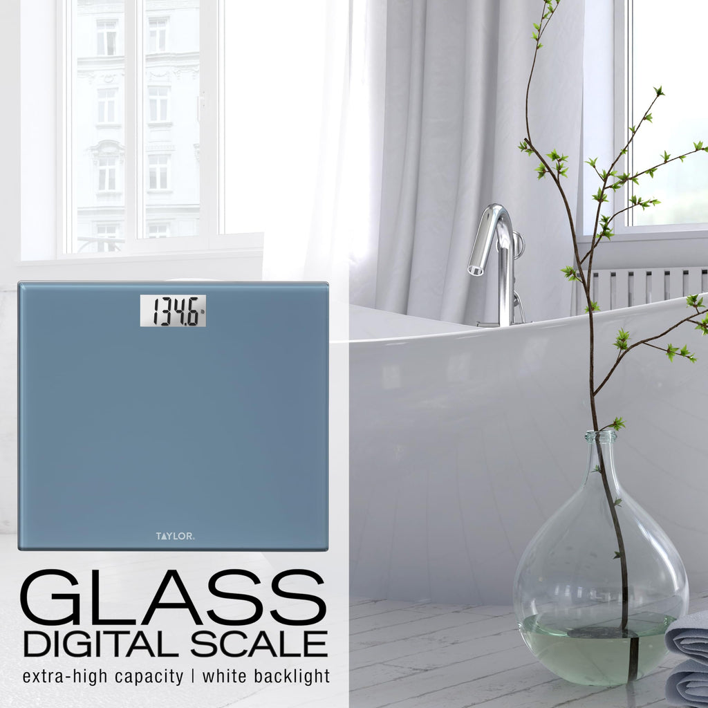 Digital Scale, Extra-Wide 13x15 Glass Platform, Slate Blue T8590