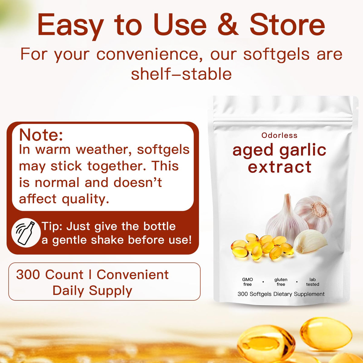 Odorless Organic Garlic Capsules 300 Count H47608
