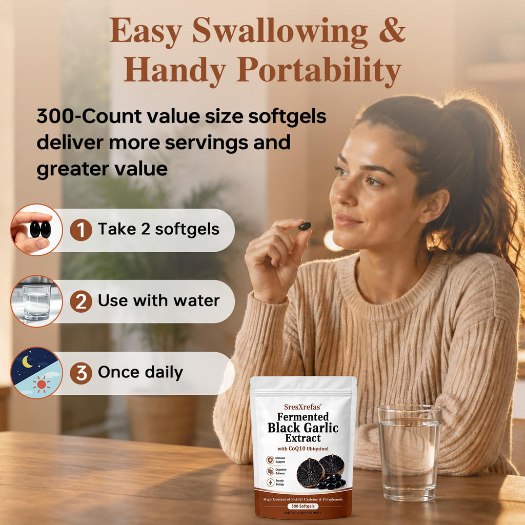 Black Garlic Extract with CoQ10, 300 Softgels Y471307