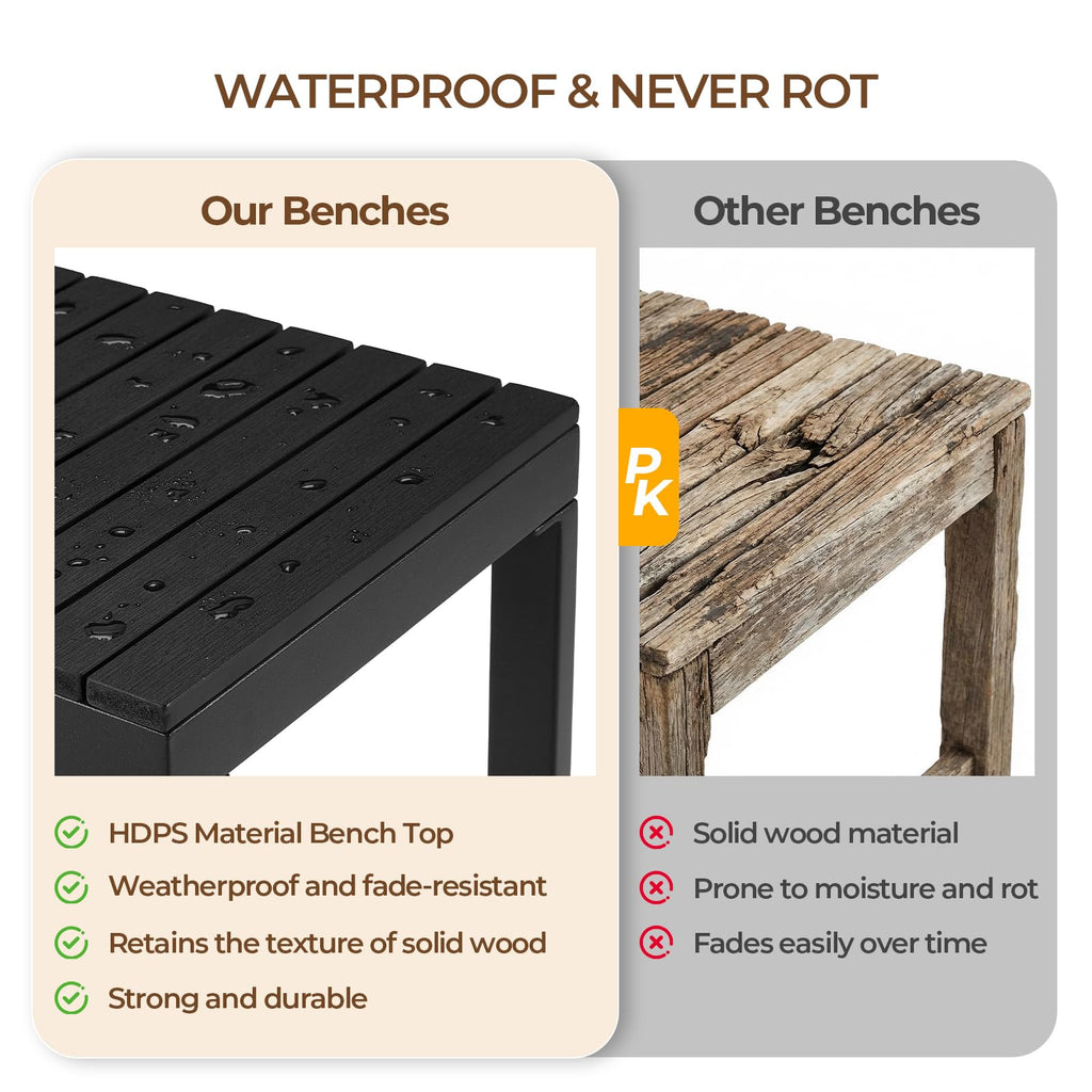Black 2-Person Outdoor Bench Y66695