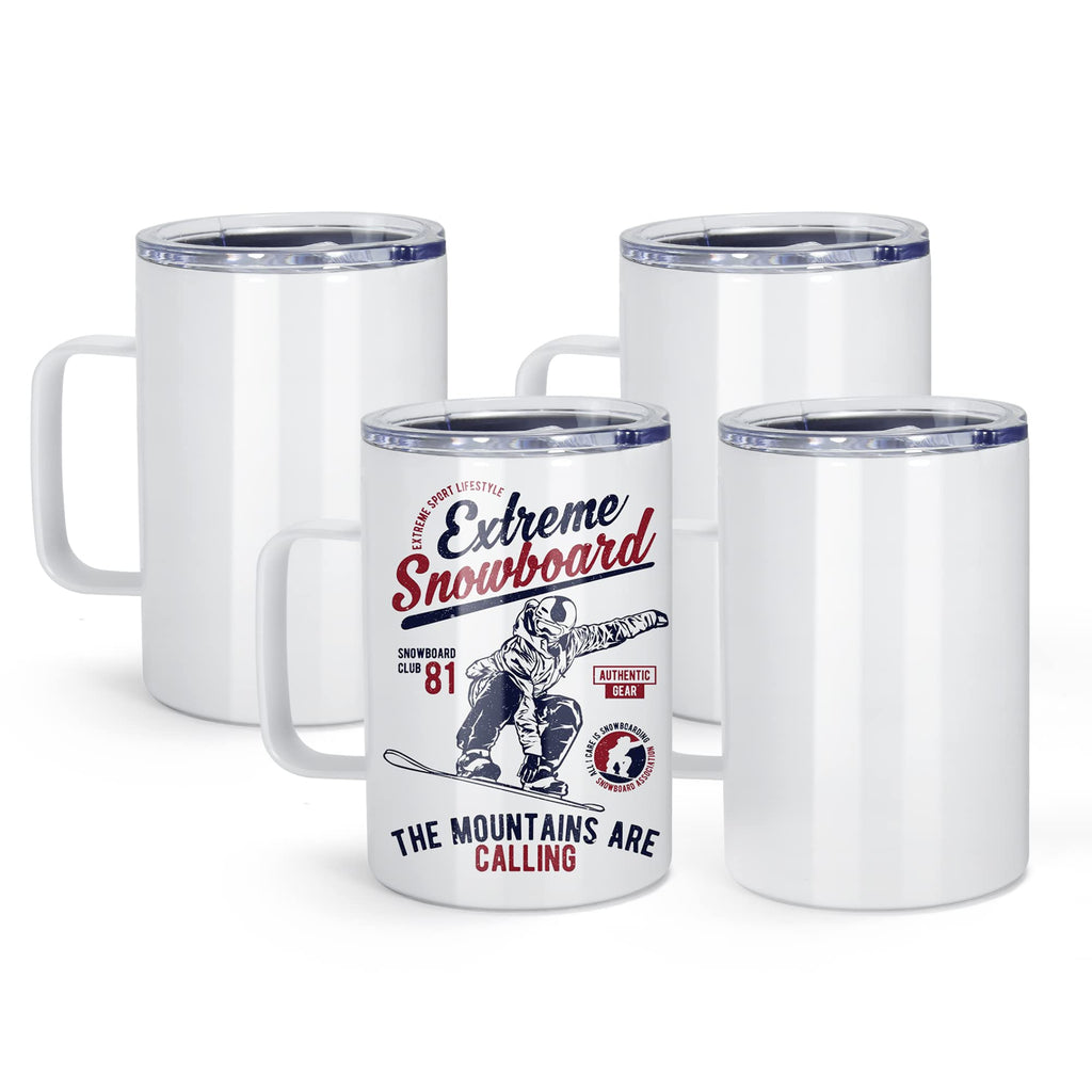 16oz Stainless Steel Sublimation Mug with Lid, 4 Pack D94129