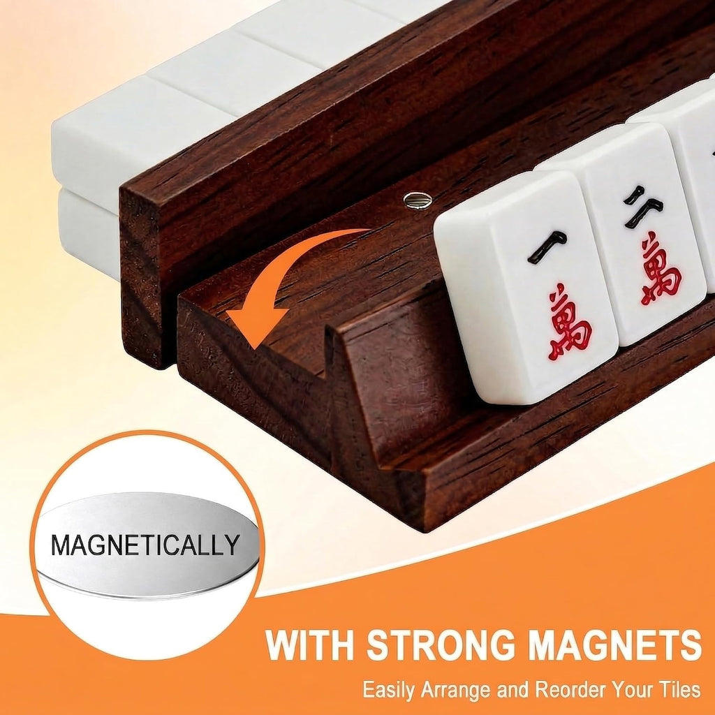 Wooden Mahjong Racks with Pushers Set of 4 N76583