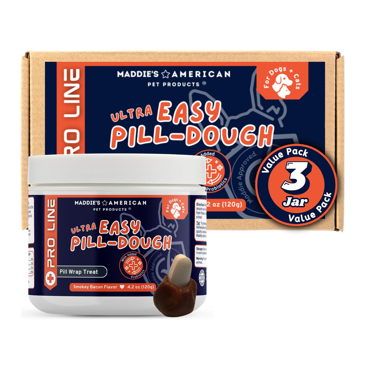 Probiotic Pill-Dough Treat Paste Wrap 3 Pack Bacon H132635