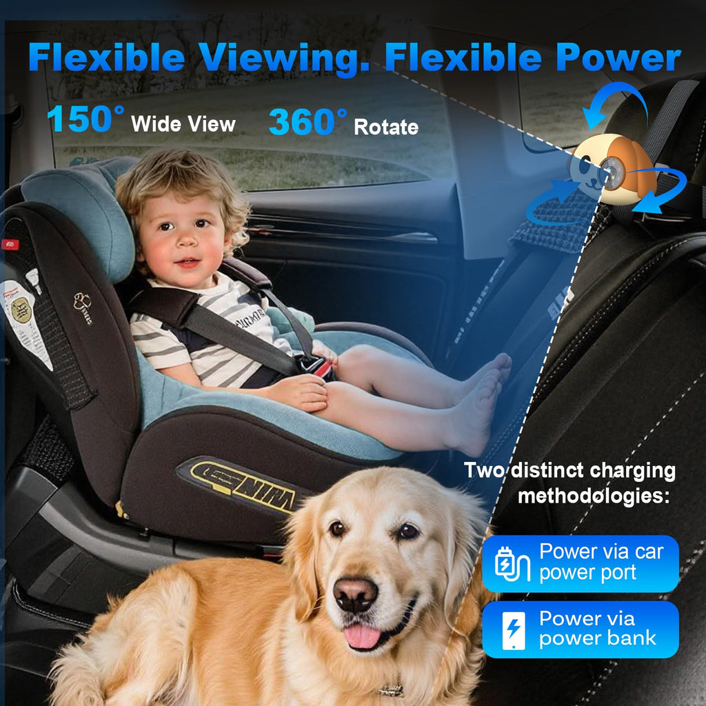Baby Car Camera with Wireless CarPlay Adapter, 1080P HD, IR Night Vision, 150° Wide-Angle F5475