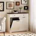 20 Gallon Double Tilt Out Wood Trash Can Cabinet with Drawer F71644