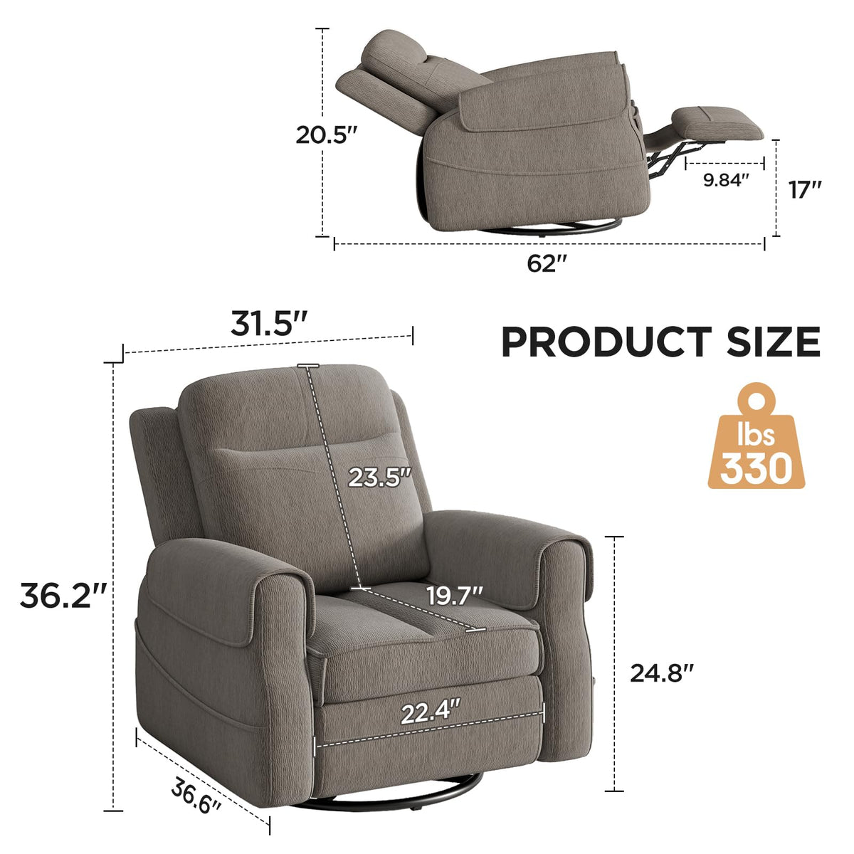 Faux Shearling Recliner Chair Grey Q79329