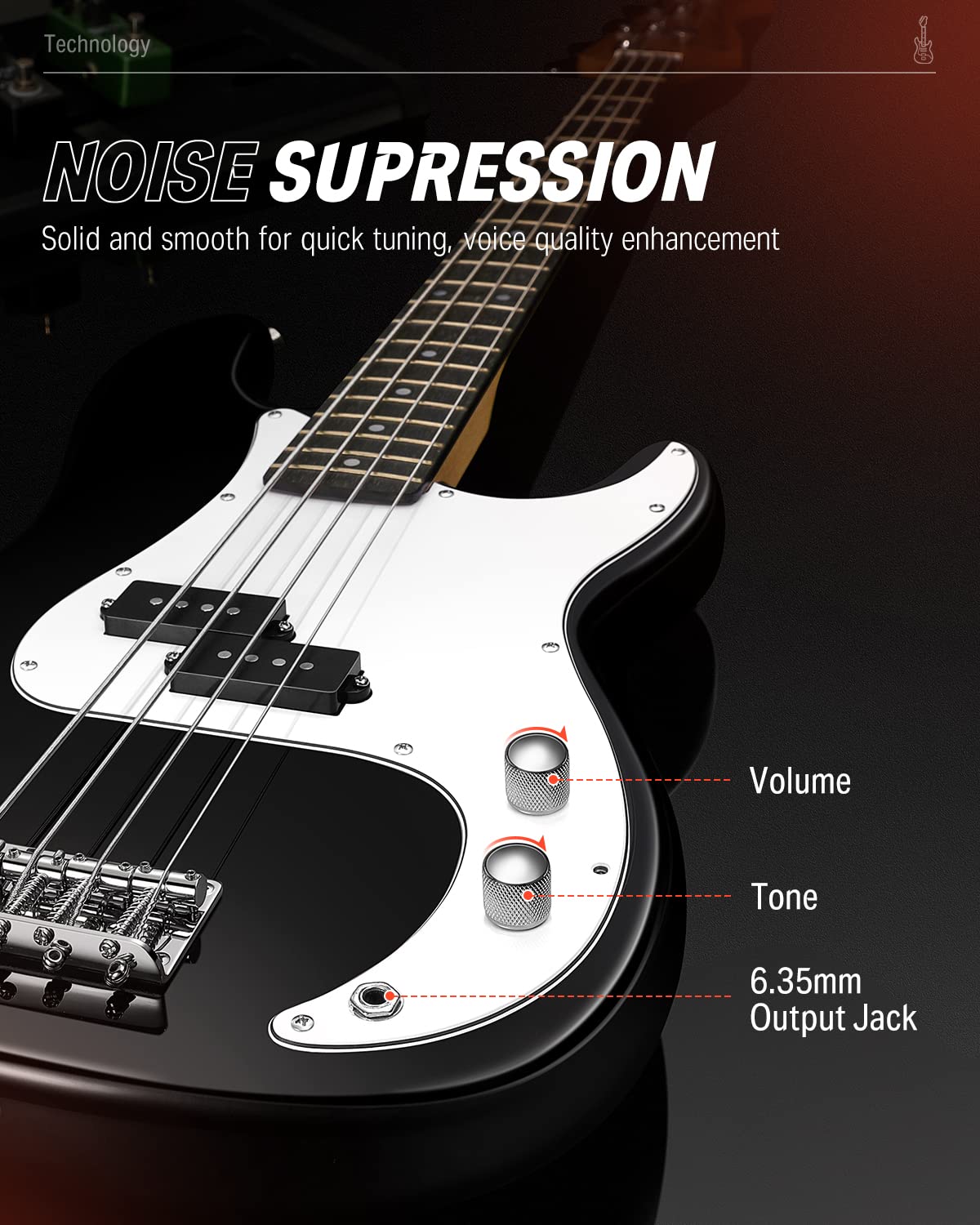 Electric Bass 4 Strings Full-Size Guitar Kit PB-Style Black E633790