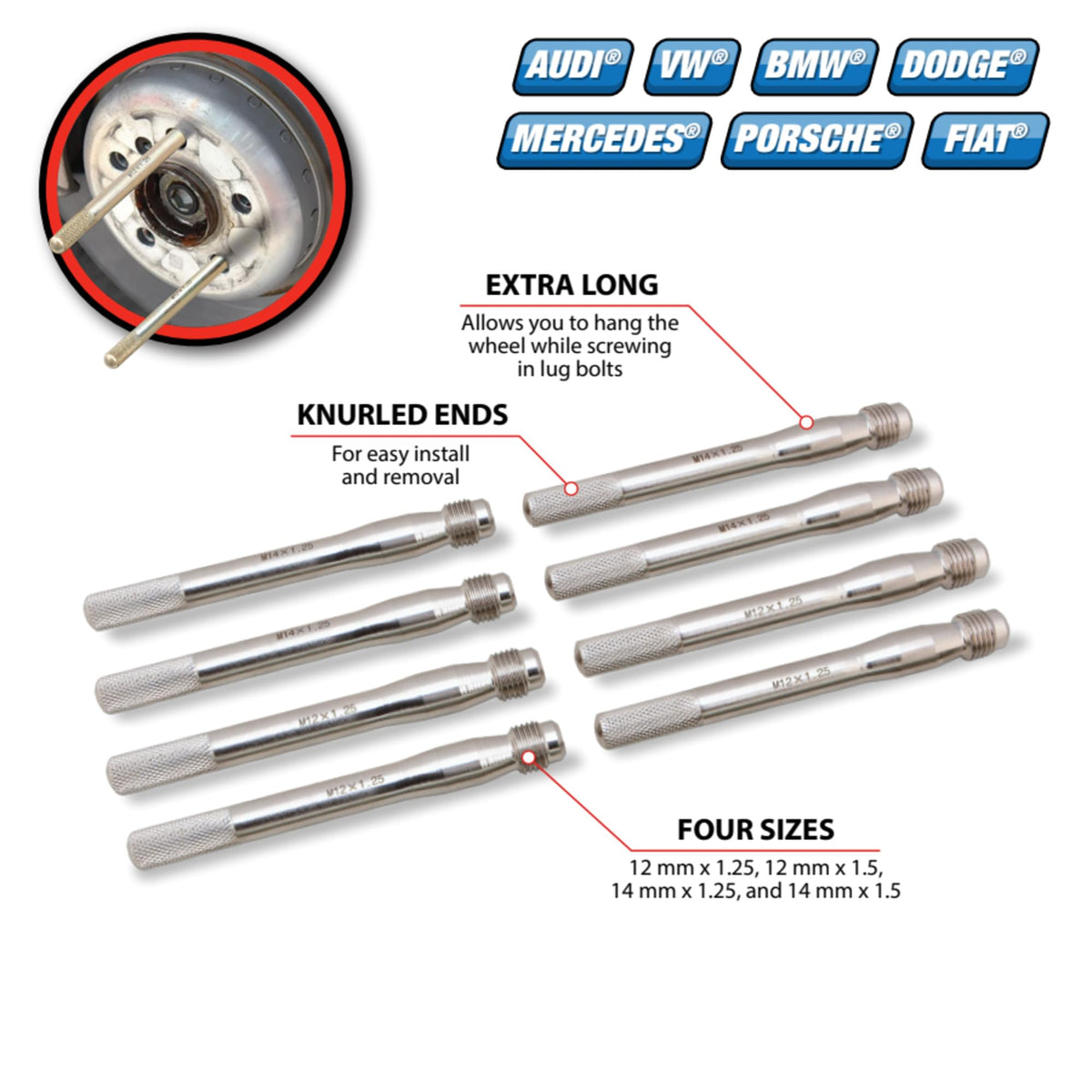 8-Piece Wheel Stud Pilot Pin Set F97698