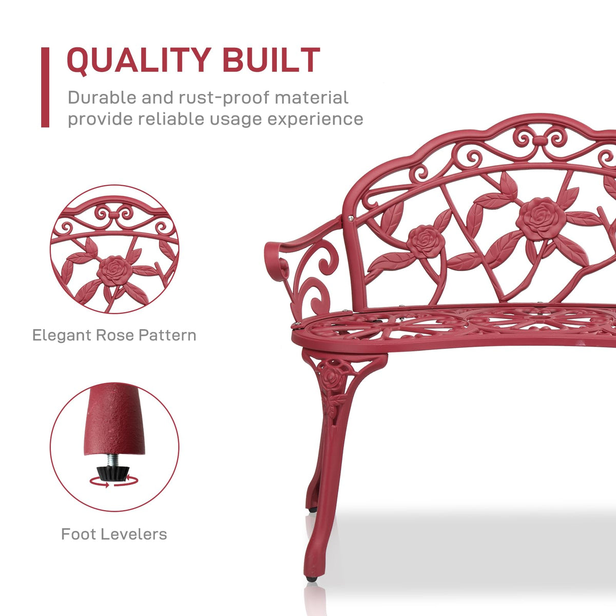 38.5" Cast Iron Aluminum Patio Bench V96327