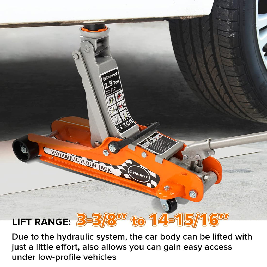2.5 Ton Steel Floor Jack and 3 Ton Black Jack Stands J287