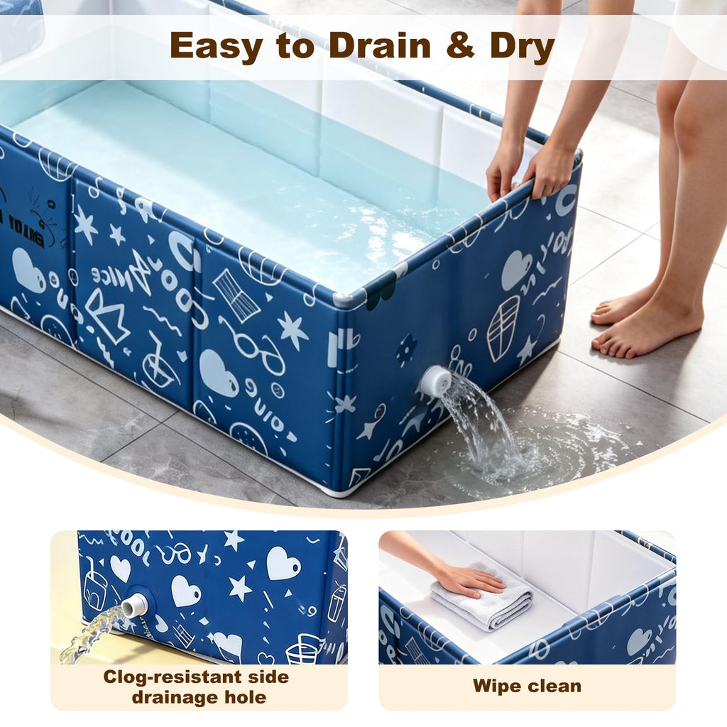 Foldable Dog Bathtub for Small to Medium Dogs & Cats, Blue U443752