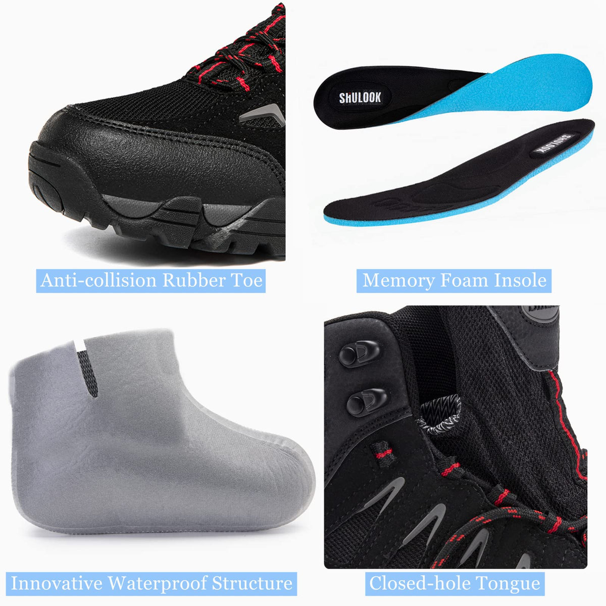 Men's Waterproof Non-Slip Lightweight Mid Top Hiking Boots W230