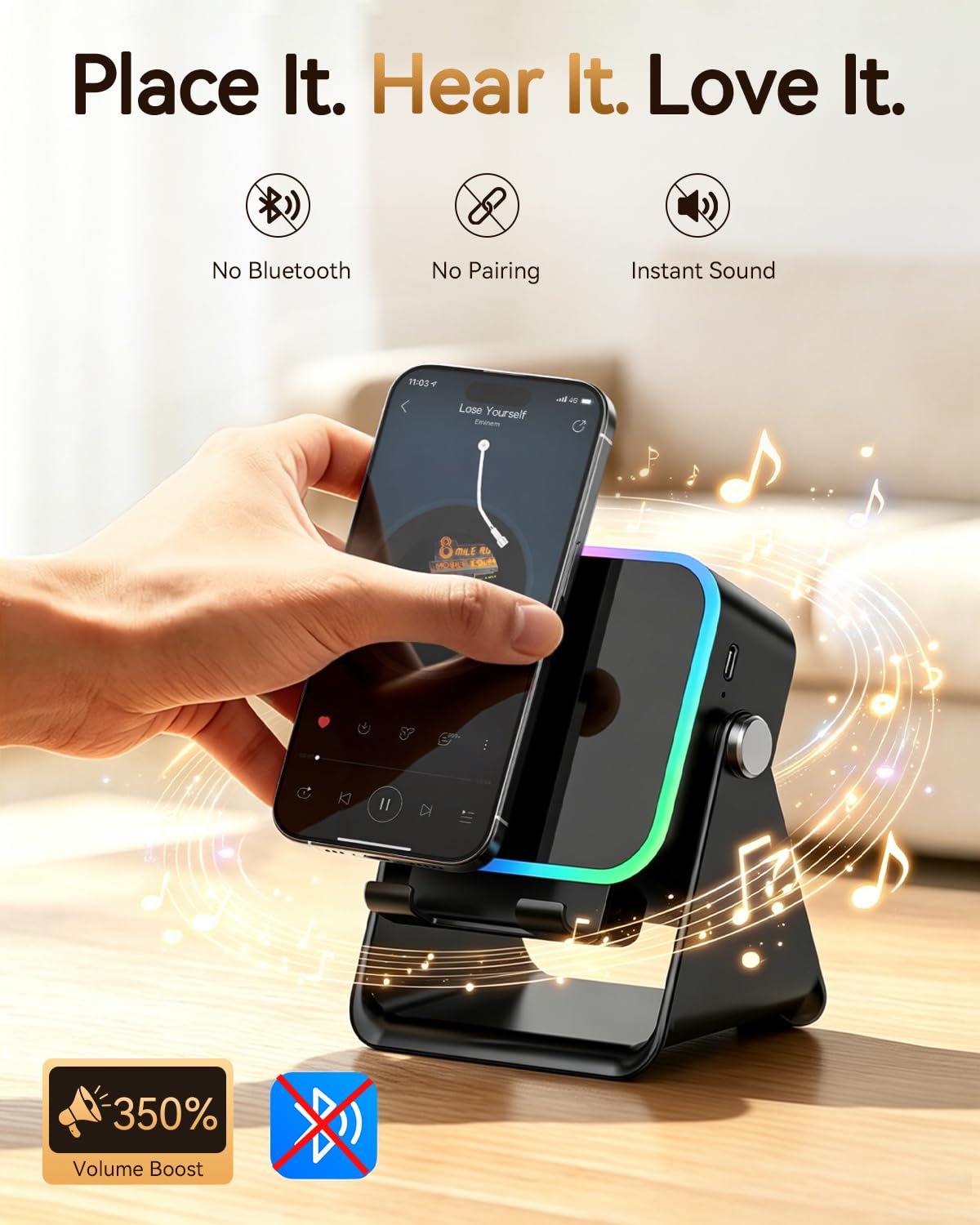 Wireless Induction Speaker with Phone Stand I888635