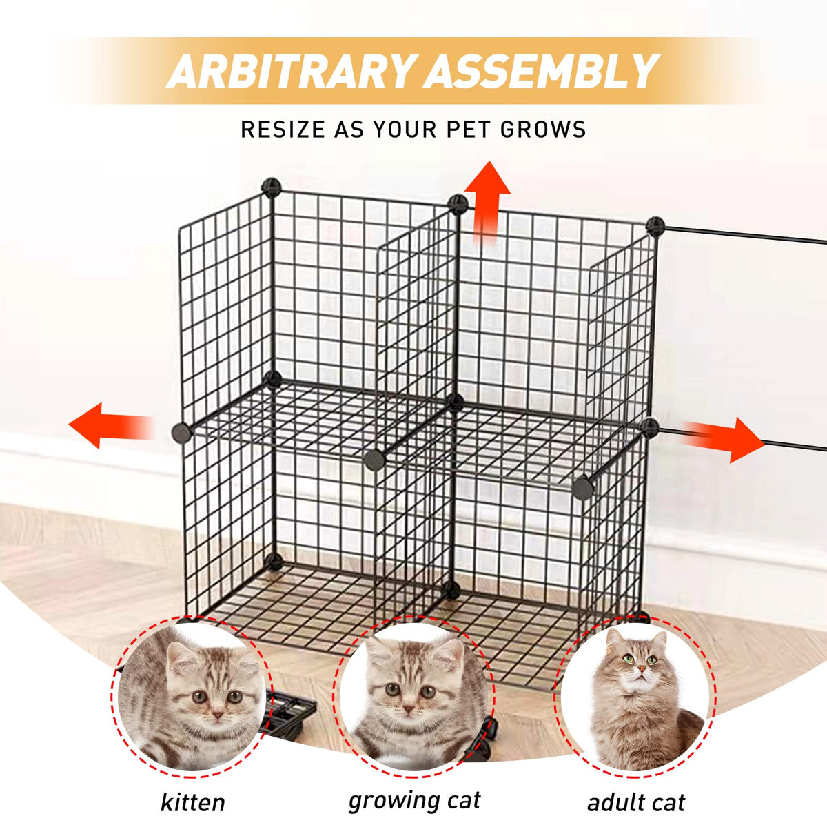 Large Cat Cage Detachable Metal Wire Playpen T326780