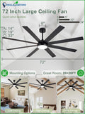 Black 72in Ceiling Fan with Lights K800570
