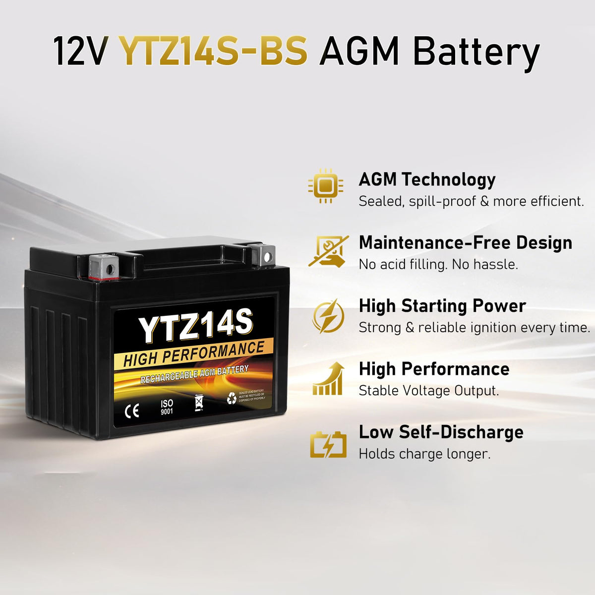 12V 11.2Ah AGM Sealed Motorcycle Battery X817