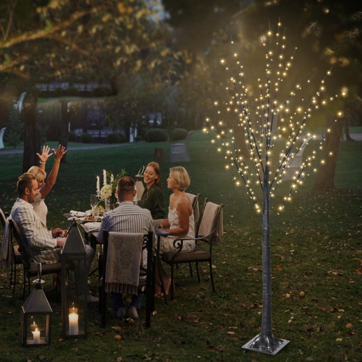 5FT Lighted Birch Tree with 400 LED Warm White Lights F24298