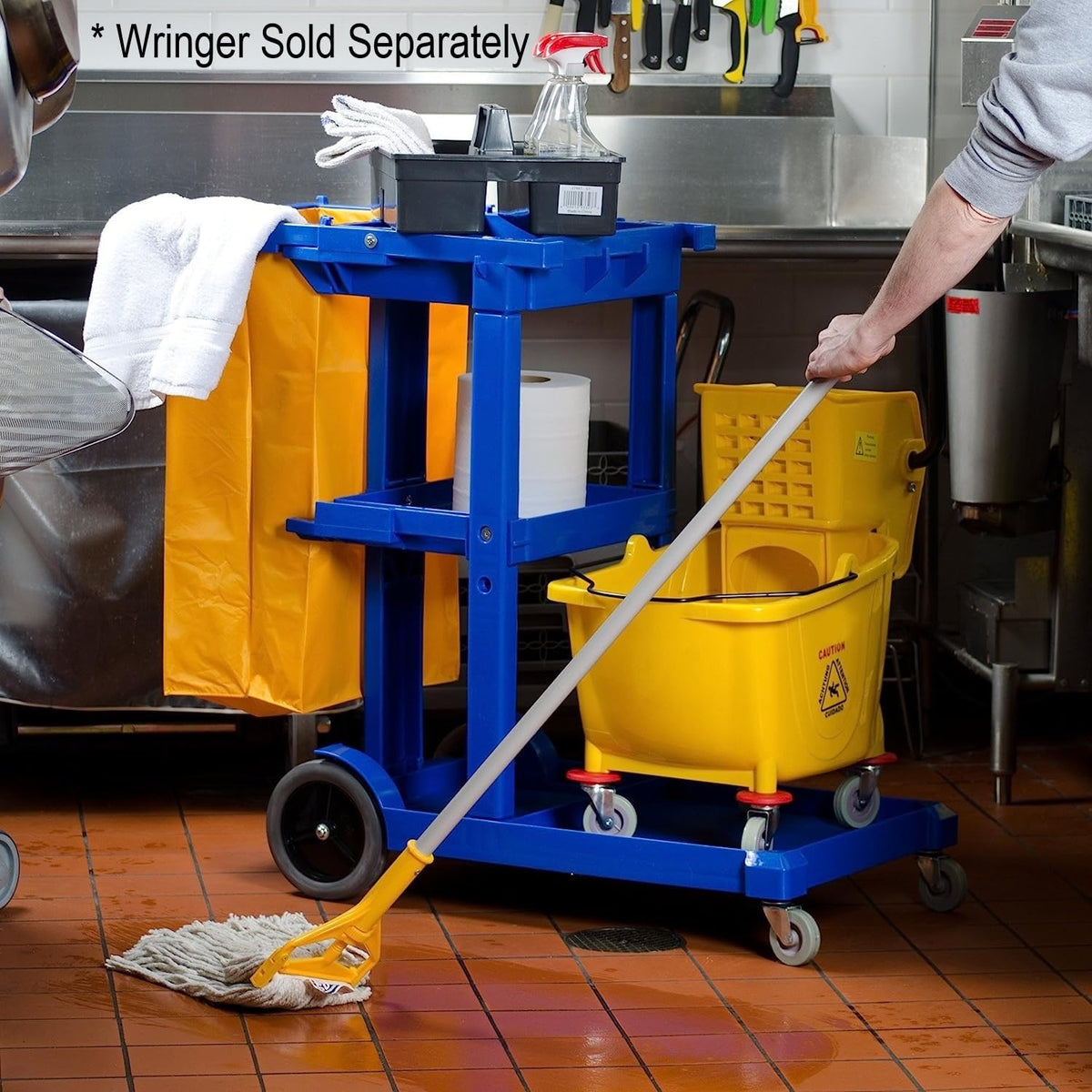 35 qt. Yellow Mop Bucket on Wheels B324