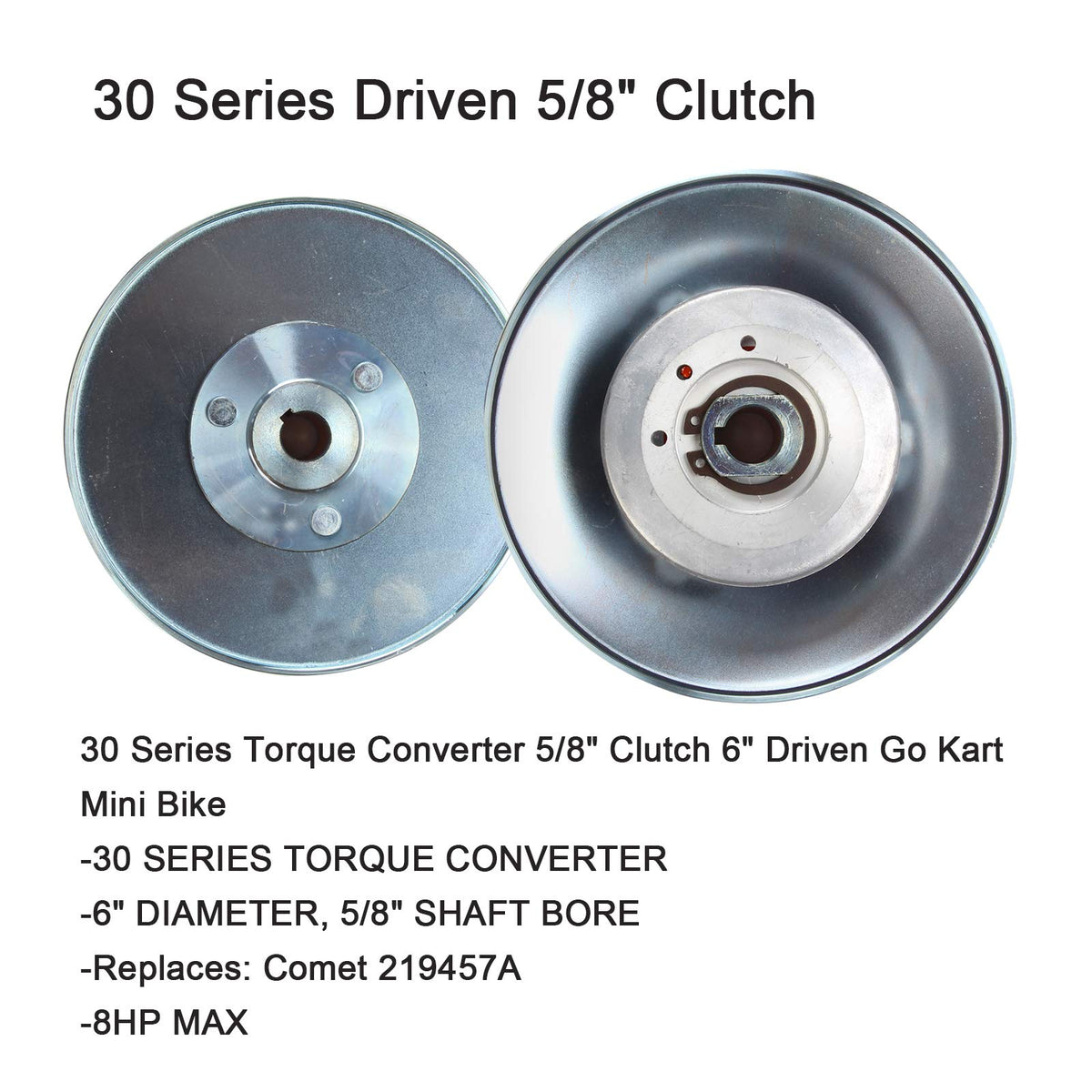 3/4" Bore 6" Diameter Asymmetric CVT Torque Converter with 5/8" Clutch and 725 Belt L42355