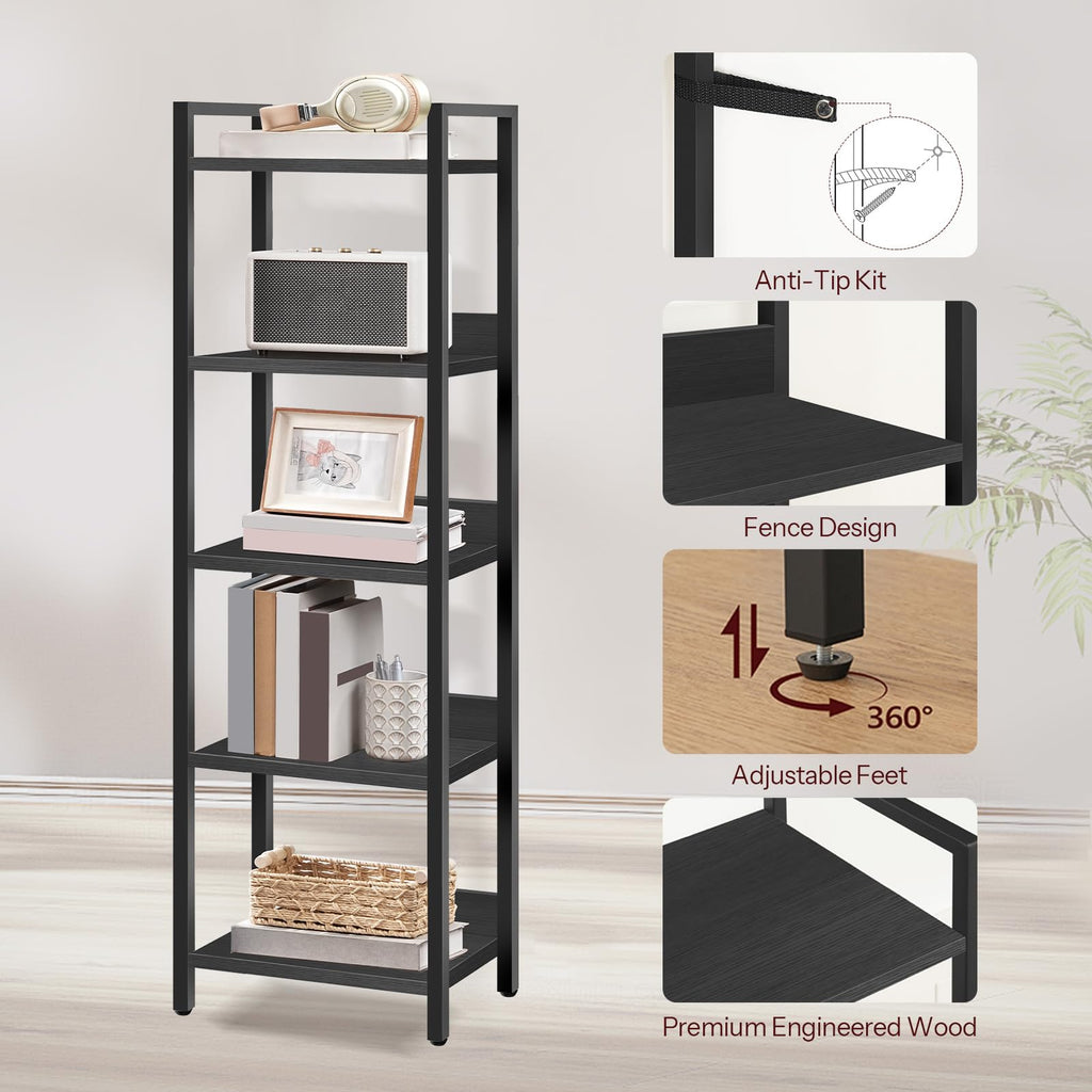 5-Tier Black Bookshelf H261636