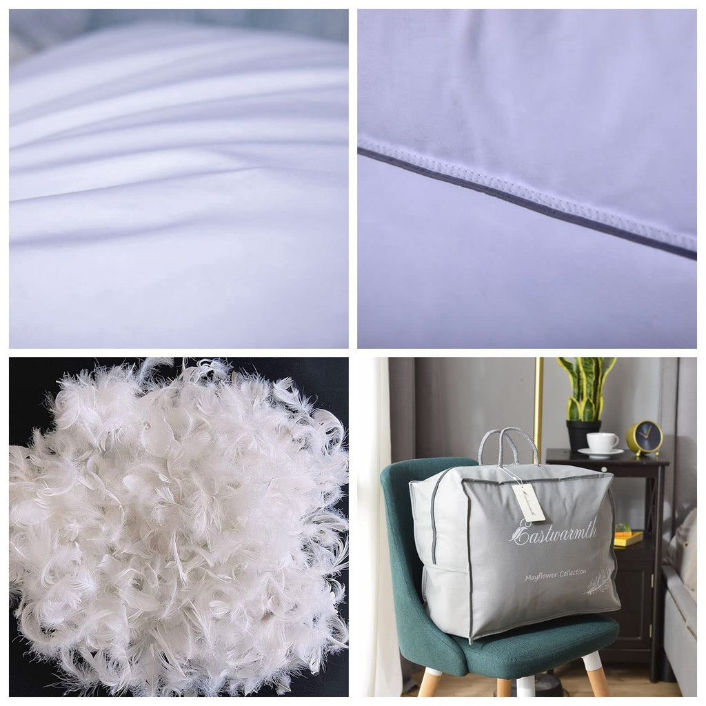 King Size Goose Feather Down Bed Pillow 2 Pack Cotton Medium Firm Set of 2 G2898