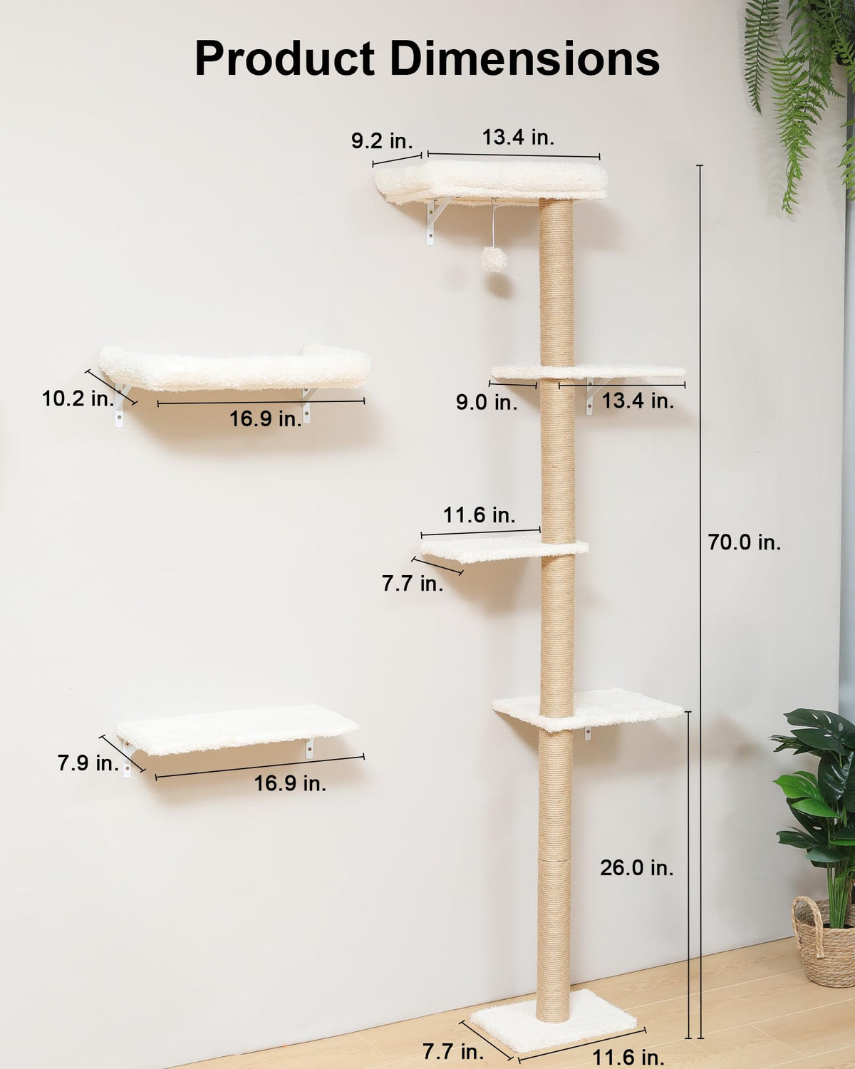 Beige Wall Mounted Cat Shelves Set I447