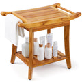 Teak Shower Bench with Storage Shelf N214542