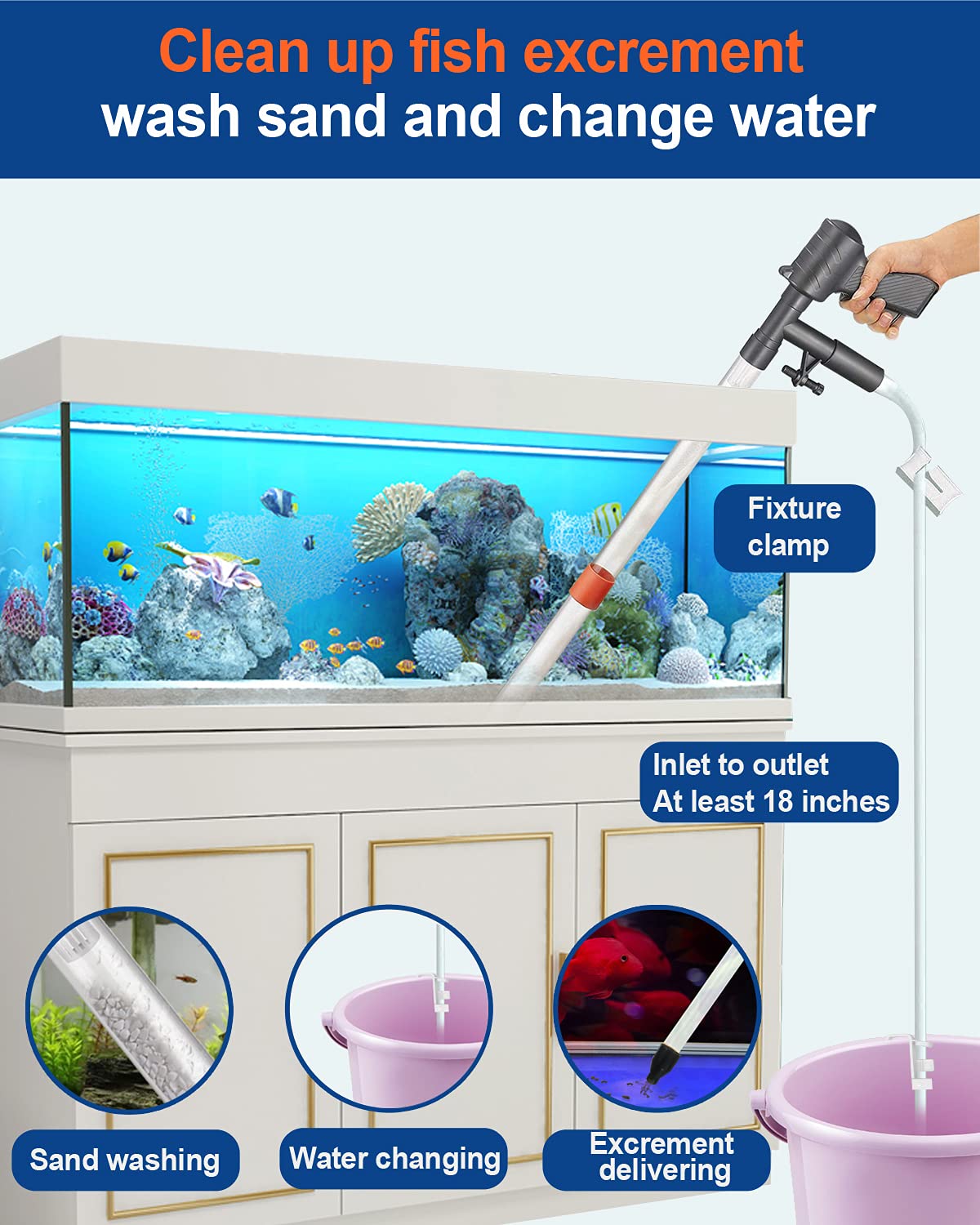 Aquarium Gravel Cleaner Vacuum Fish Tank Cleaner Kit F47880