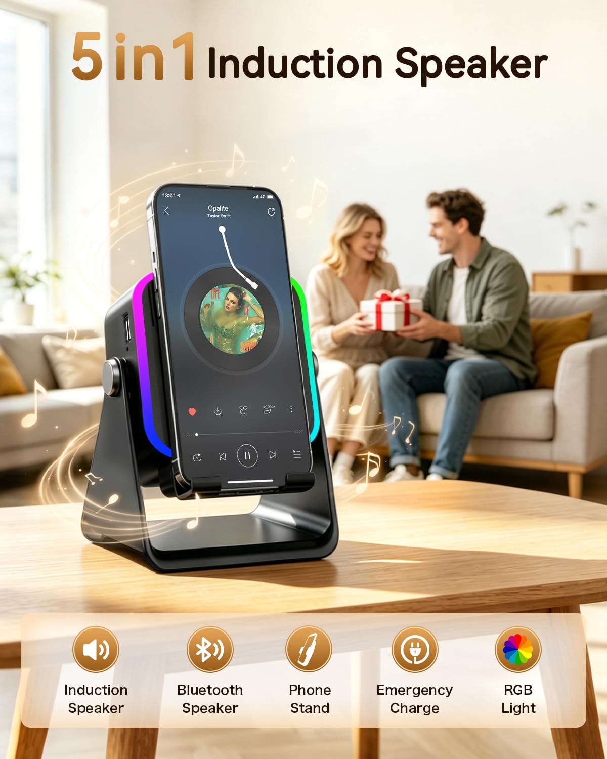 Wireless Induction Speaker with Phone Stand I888635