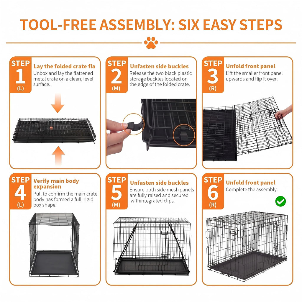 30-Inch Double Door Folding Metal Dog Crate C2603
