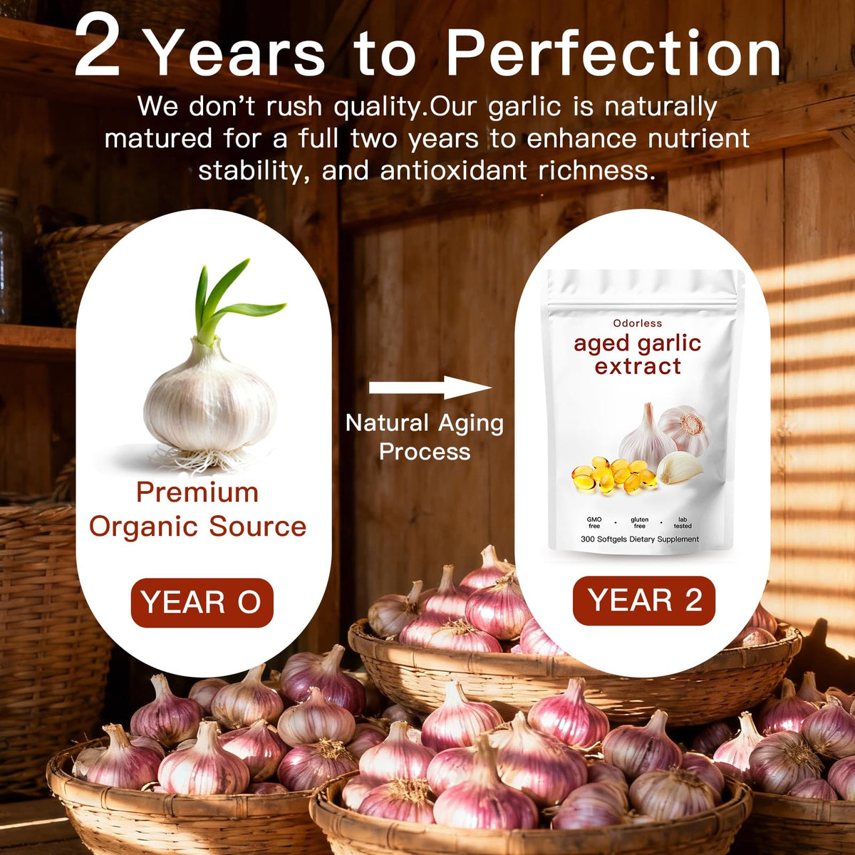 Odorless Organic Garlic Capsules 300 Count H47608