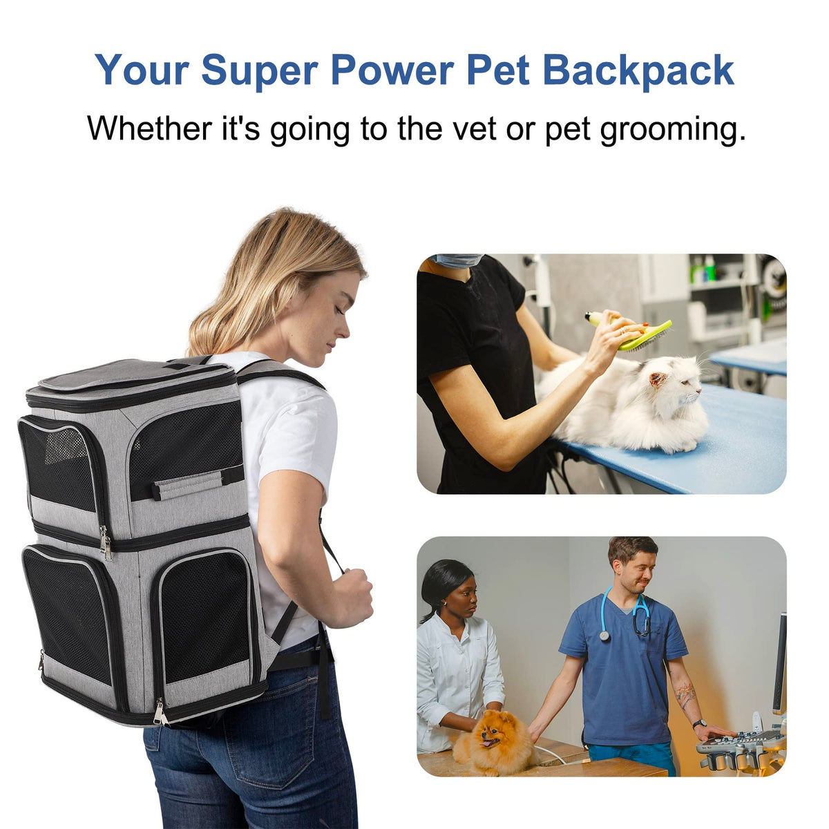 Expandable Cat Backpack Carrier for 2 Cats, 7 Windows, Foldable L151071