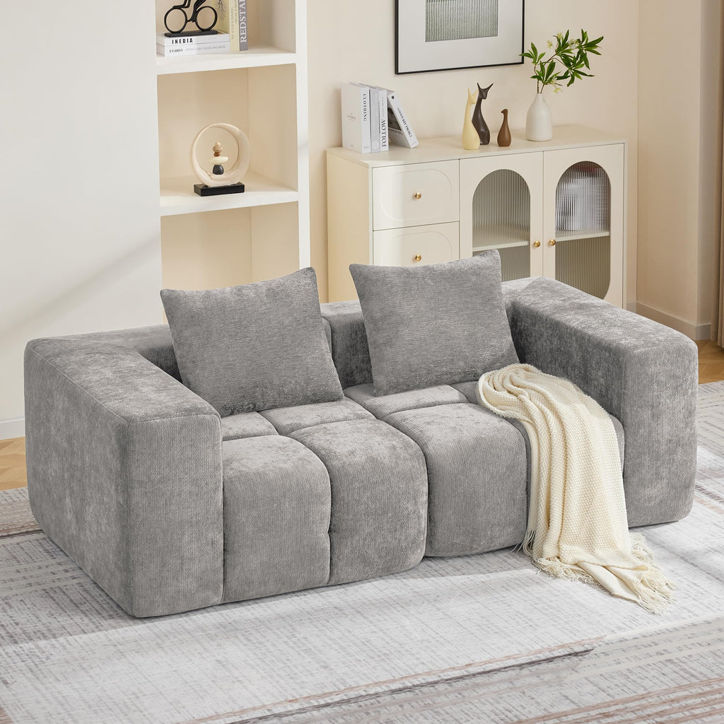 Light Grey Oversized Tufted Memory Foam Loveseat B772