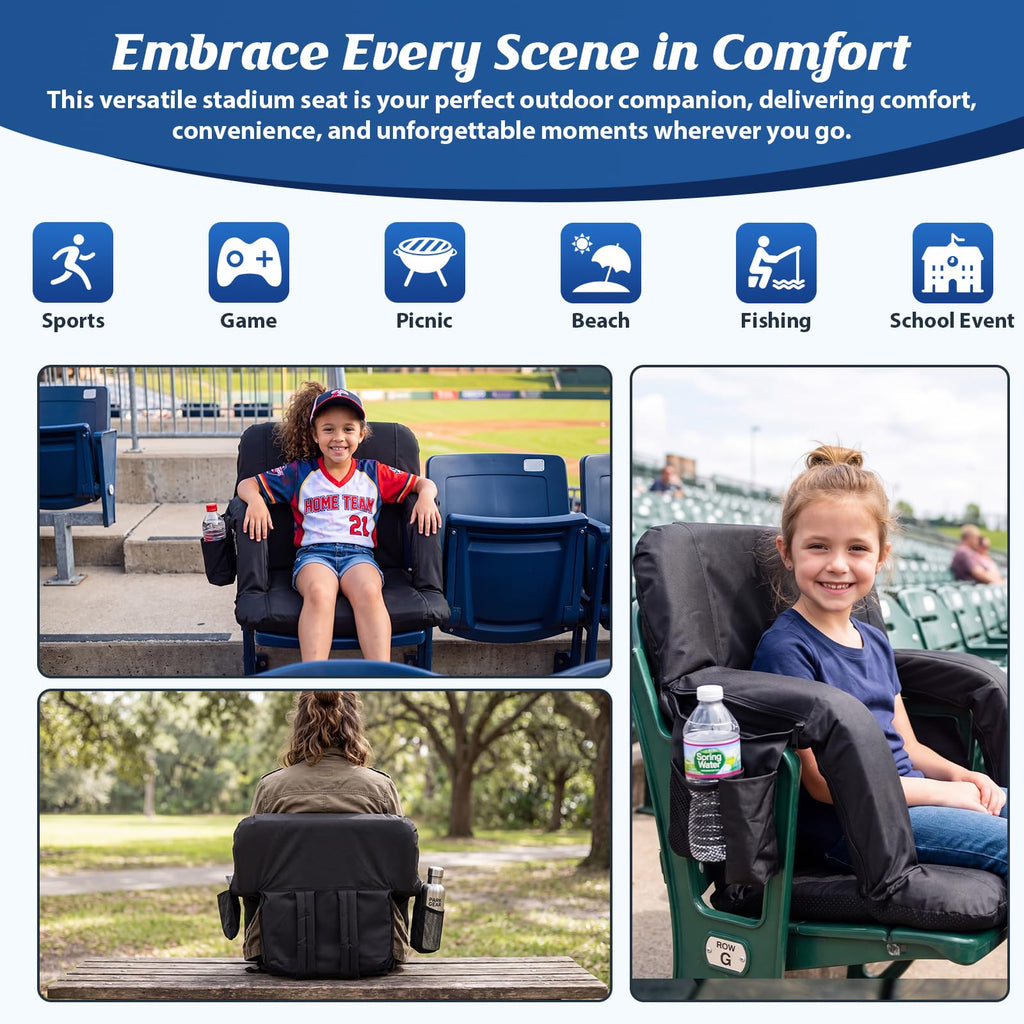 25” Extra Wide Stadium Seats with Back Support 2 Pack M4337