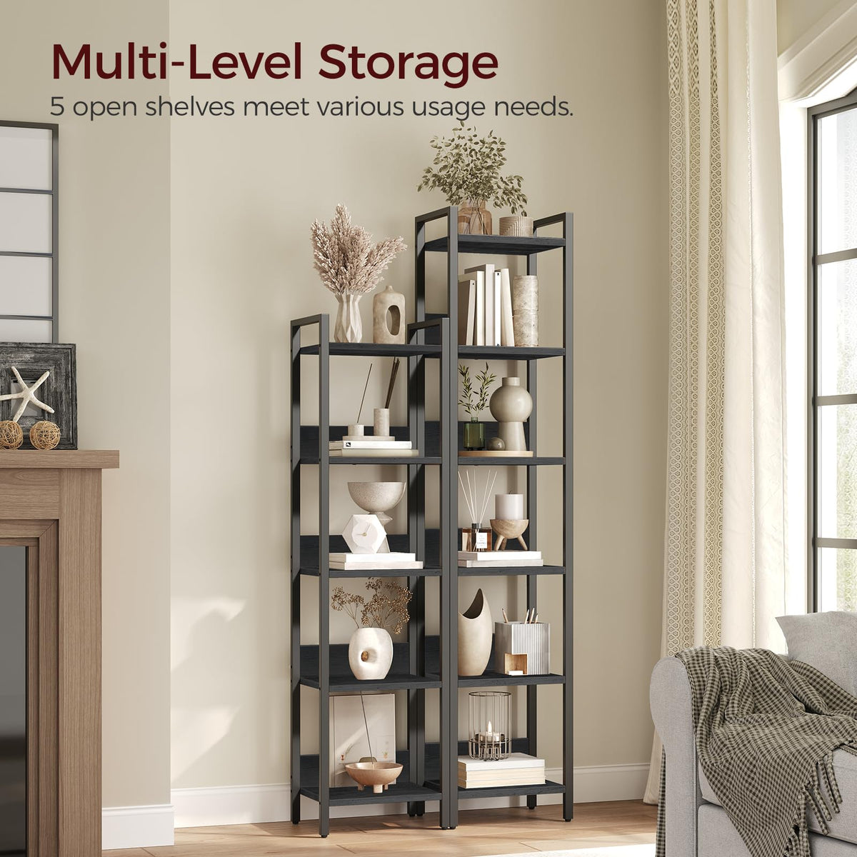 5-Tier Black Bookshelf H261636
