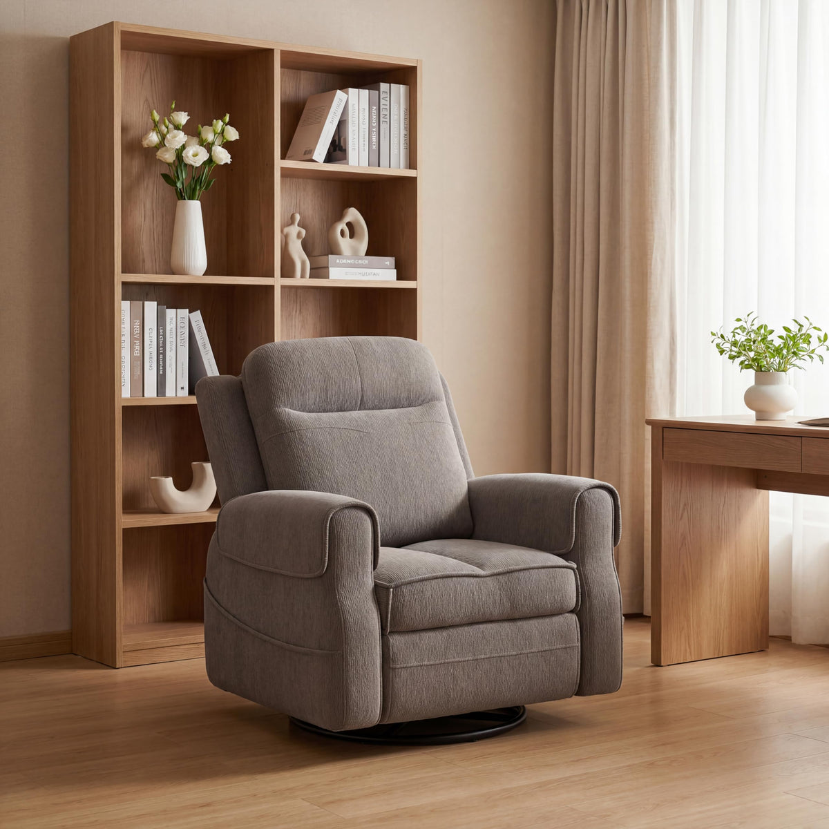 Faux Shearling Recliner Chair Grey Q79329