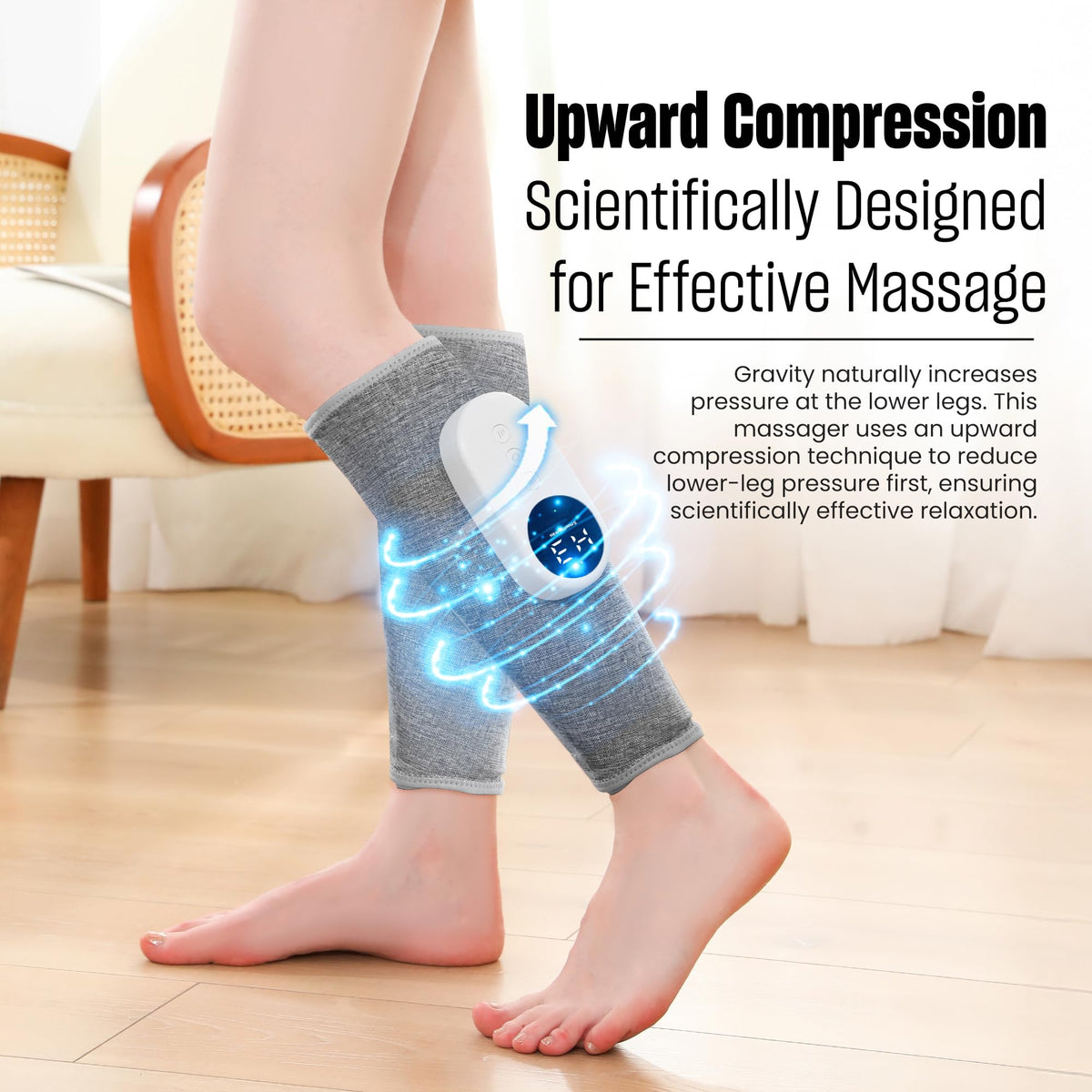 Light Gray Leg Massager with Heat and Compression B71837