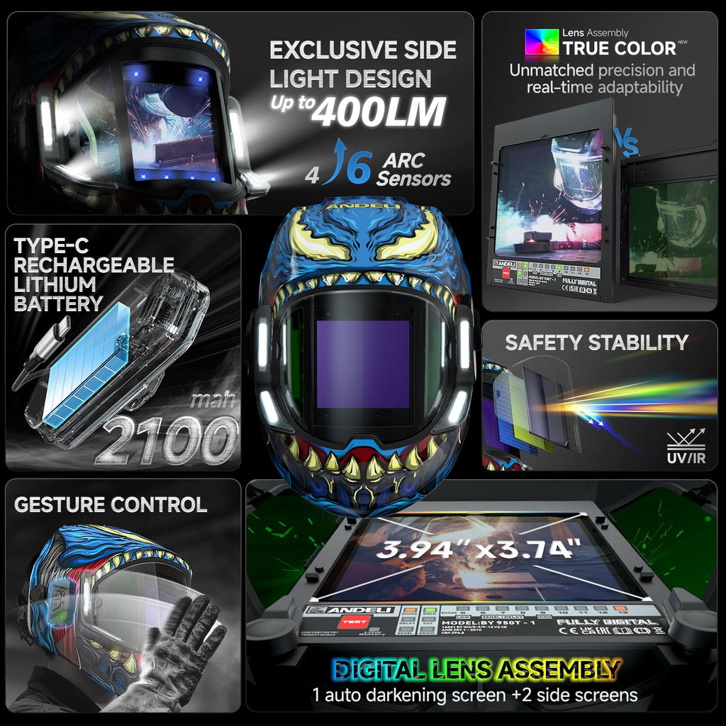 Auto Darkening Welding Helmet with Light M634230