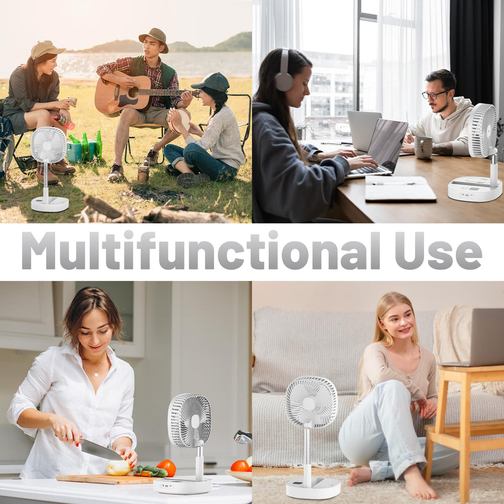 Portable Oscillating Pedestal Fan, 4 Speed 7200Mah Rechargeable Gray U248