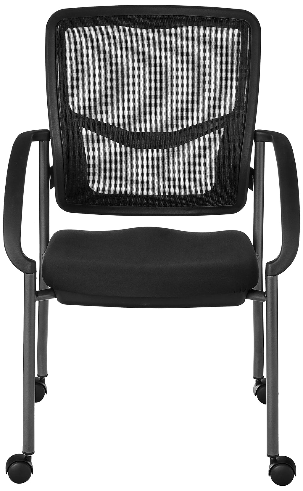 Stackable Visitor's Chair with Breathable Back and Rolling Casters H7595