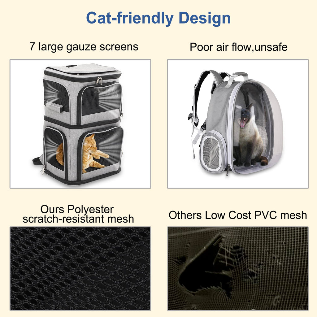 Expandable Cat Backpack Carrier for 2 Cats, 7 Windows, Foldable L151071