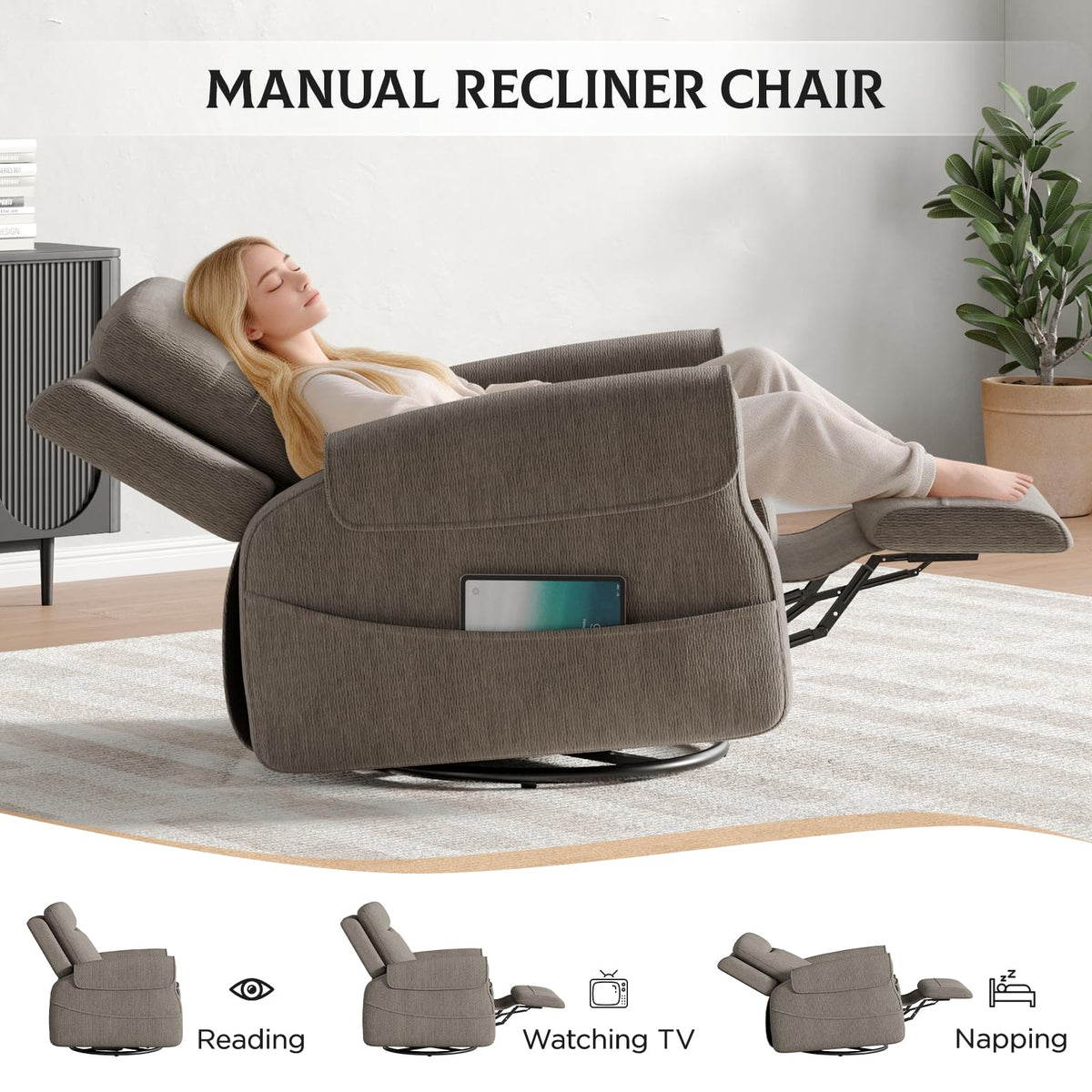 Faux Shearling Recliner Chair Grey Q79329
