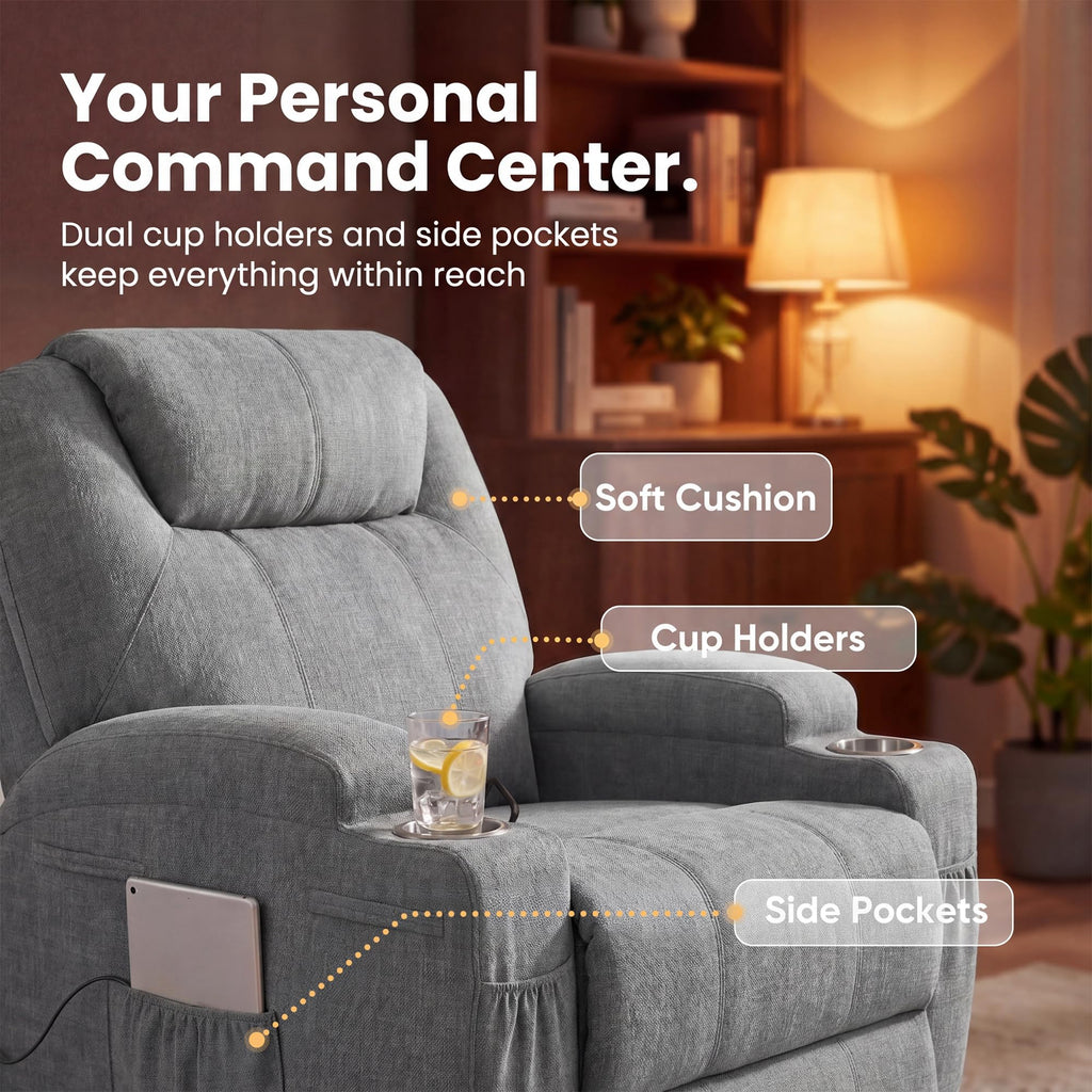 Small Swivel Rocker Recliner with Massage J492