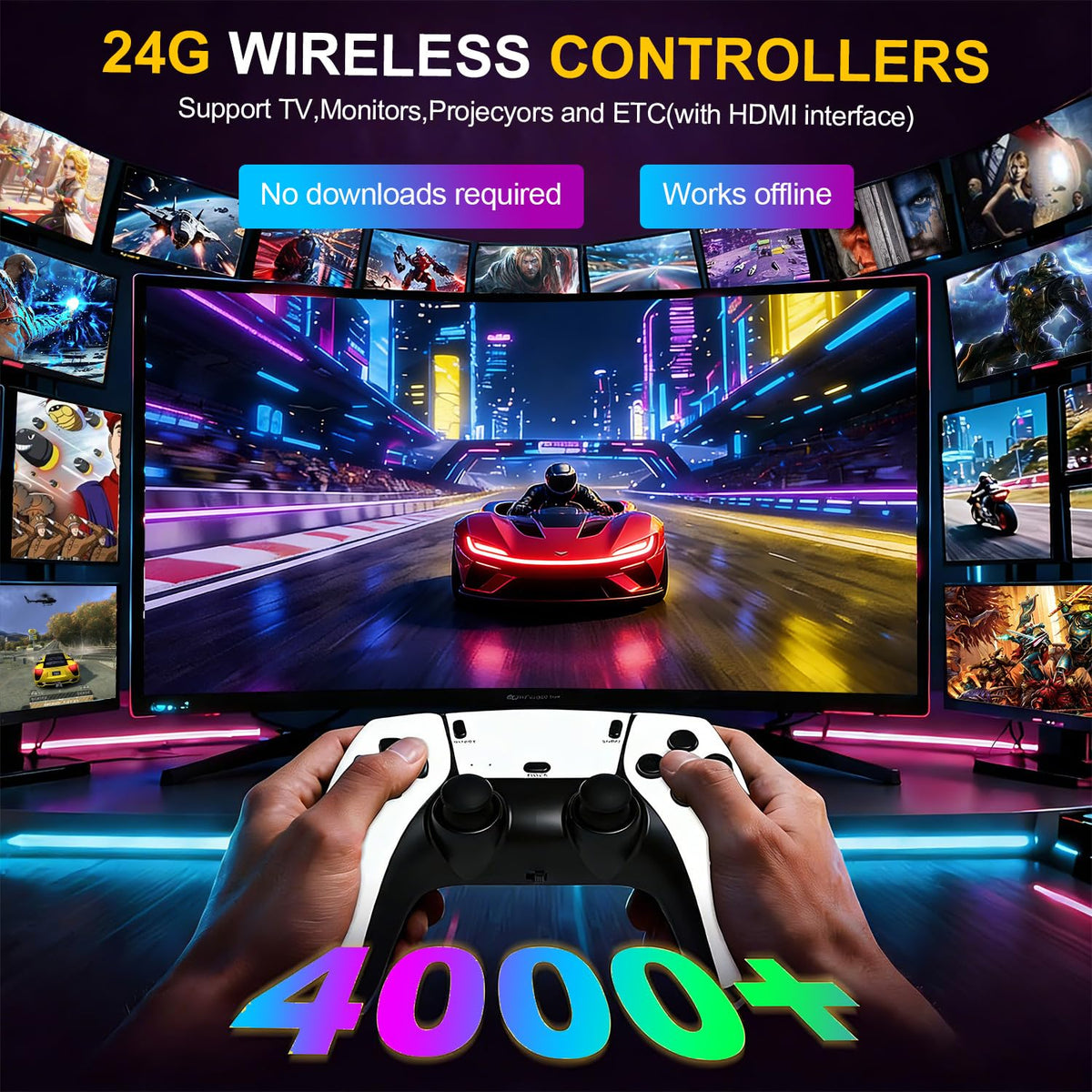 Retro Gaming Console Stick with Dual Wireless Controllers Y43984