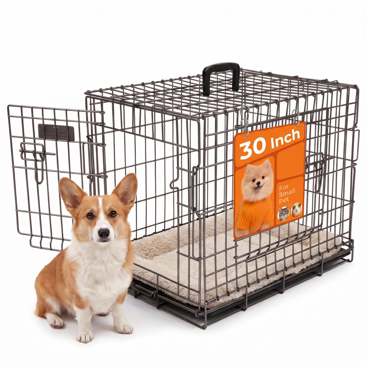 30-Inch Double Door Folding Metal Dog Crate C2603
