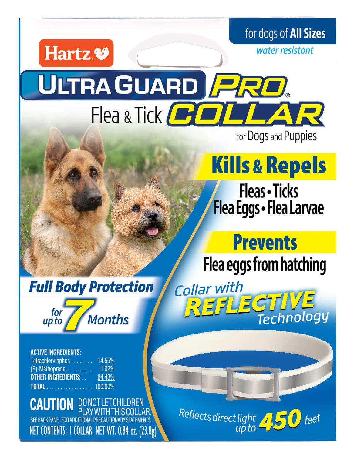Reflective Flea & Tick Collar for Dogs and Puppies, 7 Month, 1 Count D347