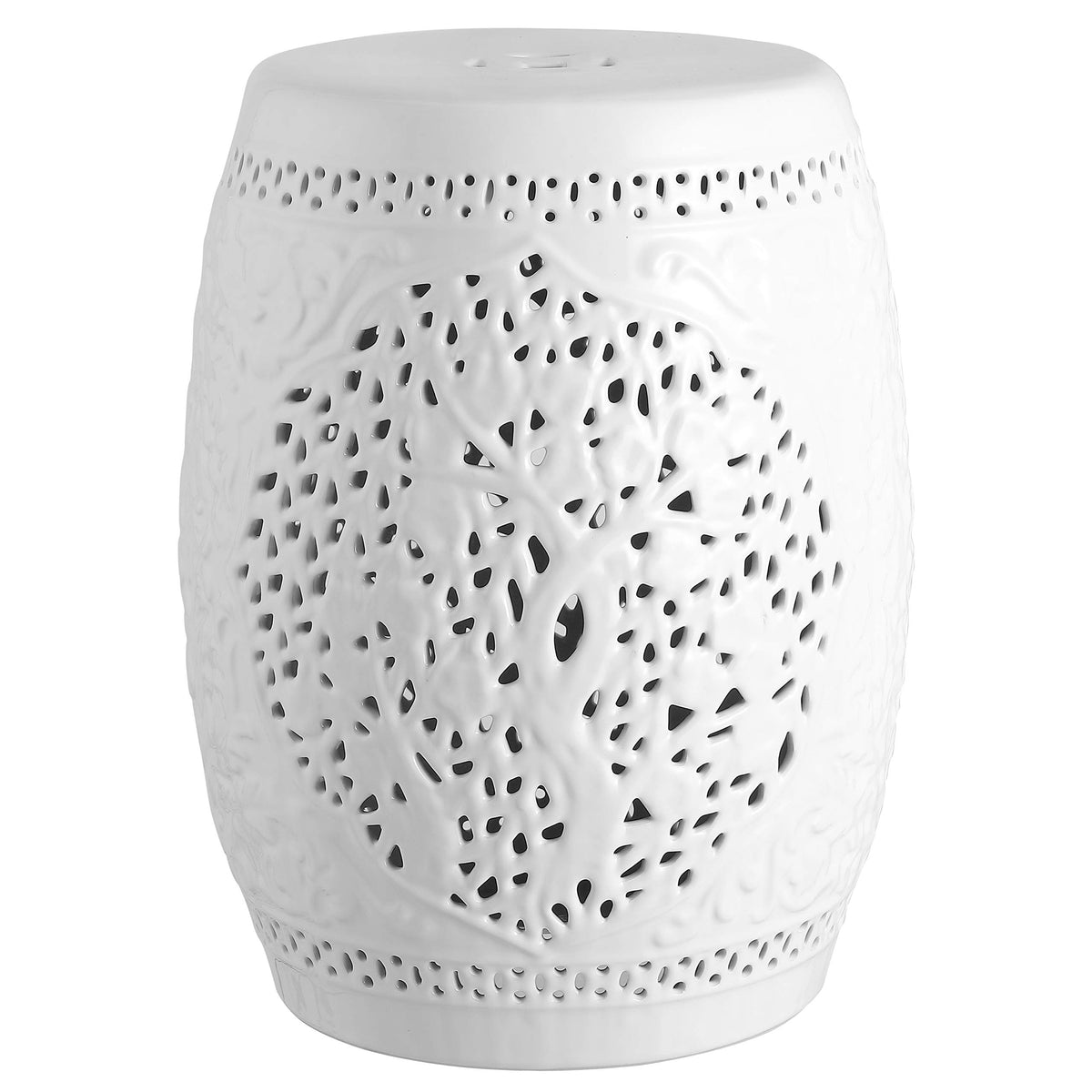 White Ceramic Garden Stool D581