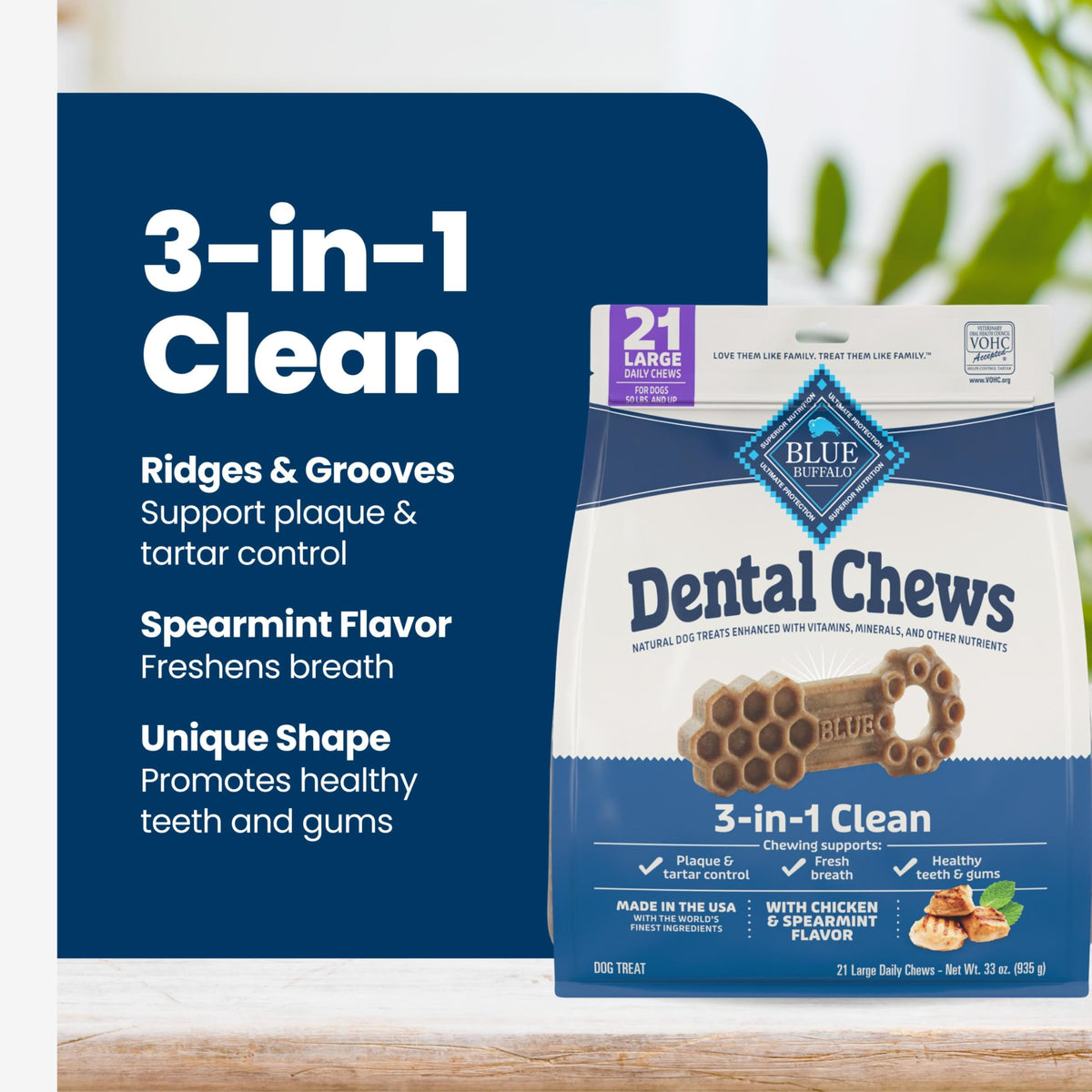 Chicken & Spearmint Large Dental Chews, 33 oz, 21 ct X1440