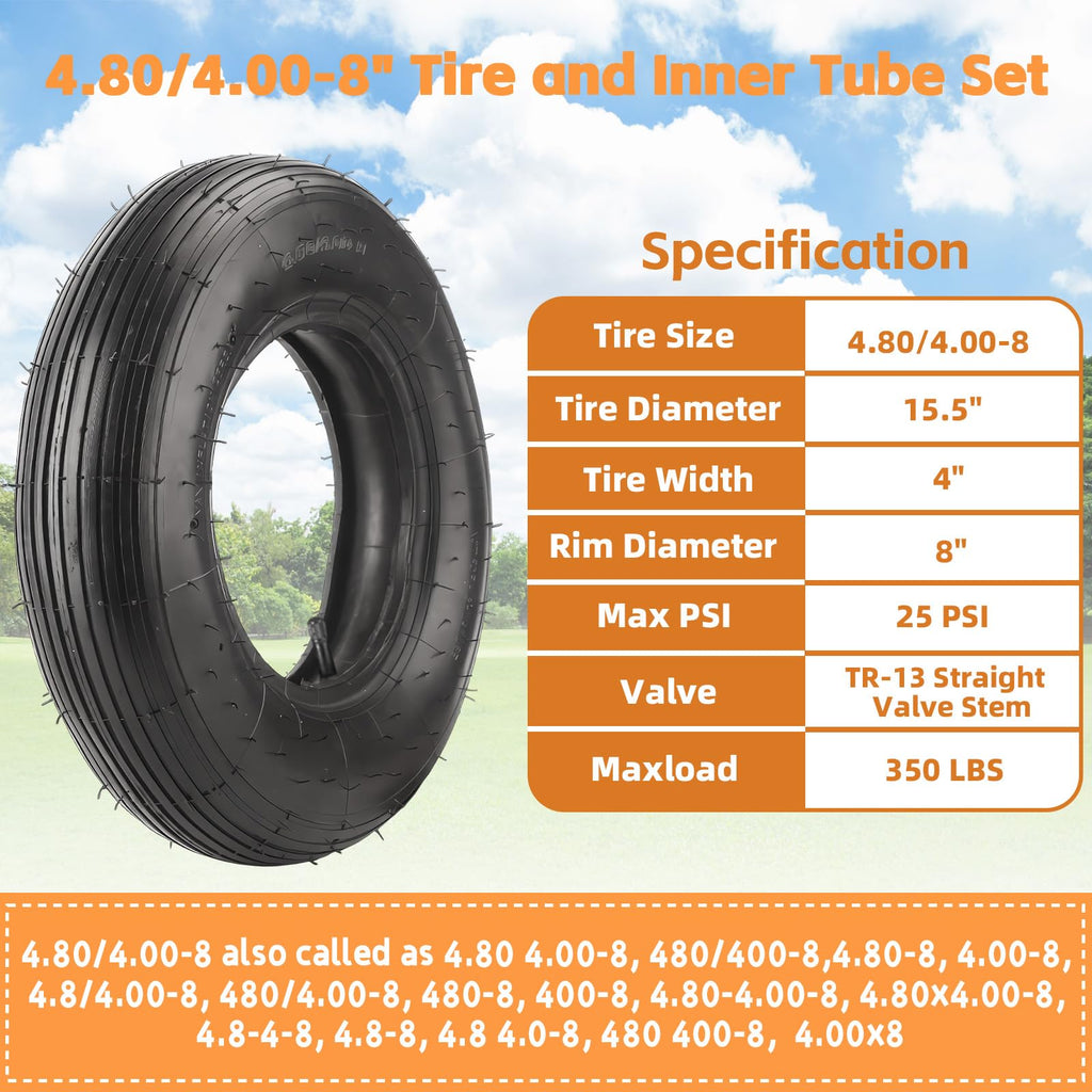 4.80/4.00-8" Tire and Inner Tube Set N83904